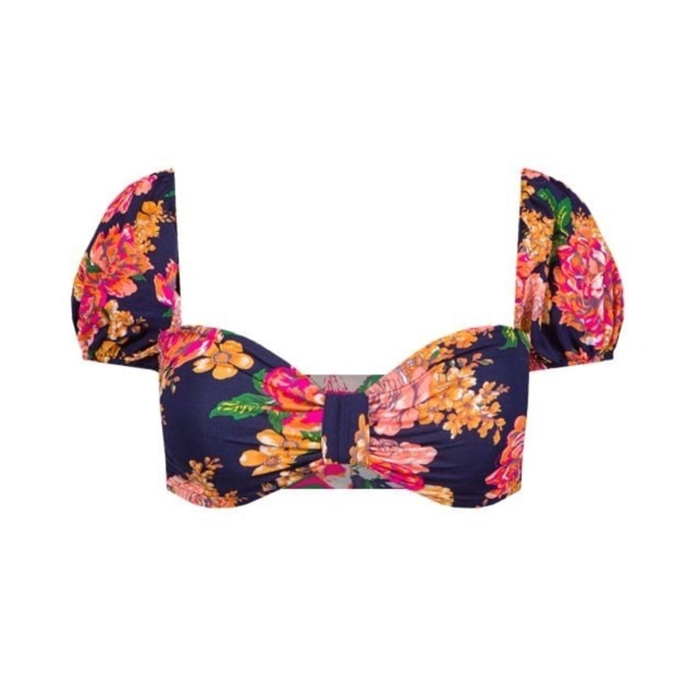 Maaji Peony Ebony Puff Sleeve Bikini Top M & Applause Reversible Bikini Bottom S - Picture 9 of 16